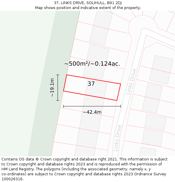 37, LINKS DRIVE, SOLIHULL, B91 2DJ: Plot and title map