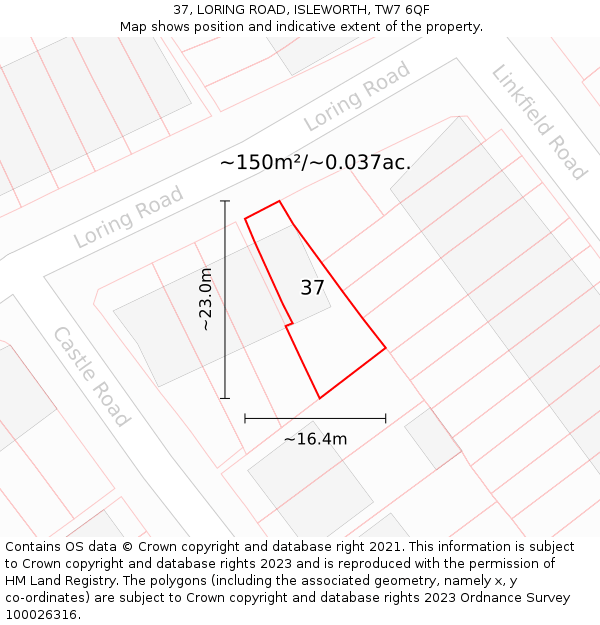 37, LORING ROAD, ISLEWORTH, TW7 6QF: Plot and title map