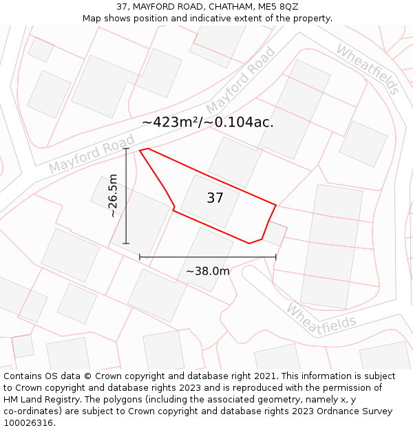 37, MAYFORD ROAD, CHATHAM, ME5 8QZ: Plot and title map