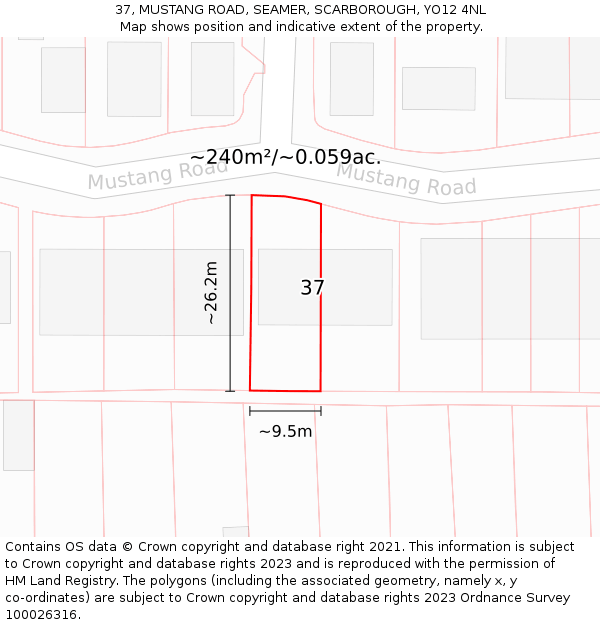 37, MUSTANG ROAD, SEAMER, SCARBOROUGH, YO12 4NL: Plot and title map