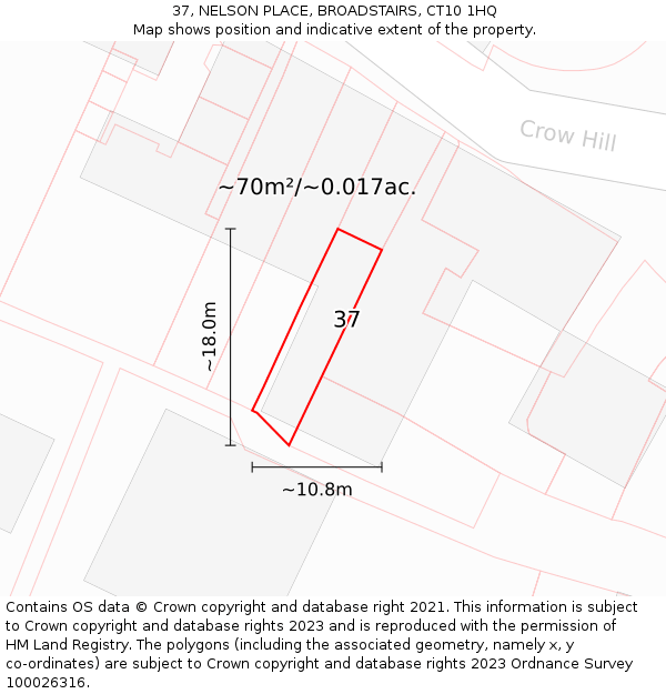 37, NELSON PLACE, BROADSTAIRS, CT10 1HQ: Plot and title map