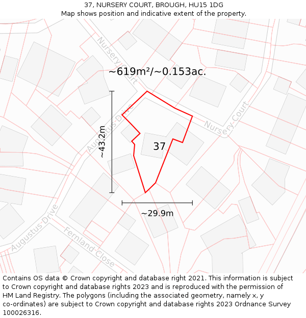 37, NURSERY COURT, BROUGH, HU15 1DG: Plot and title map