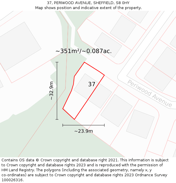 37, PERIWOOD AVENUE, SHEFFIELD, S8 0HY: Plot and title map