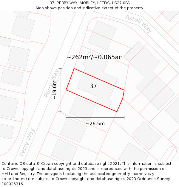 37, PERRY WAY, MORLEY, LEEDS, LS27 0FA: Plot and title map