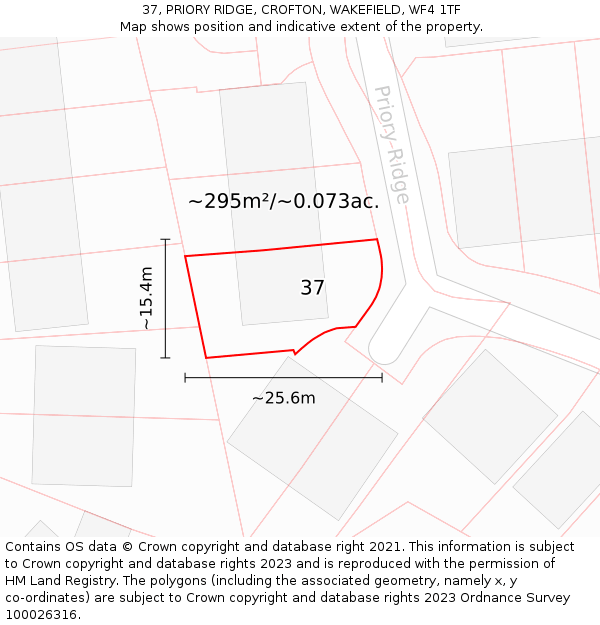 37, PRIORY RIDGE, CROFTON, WAKEFIELD, WF4 1TF: Plot and title map