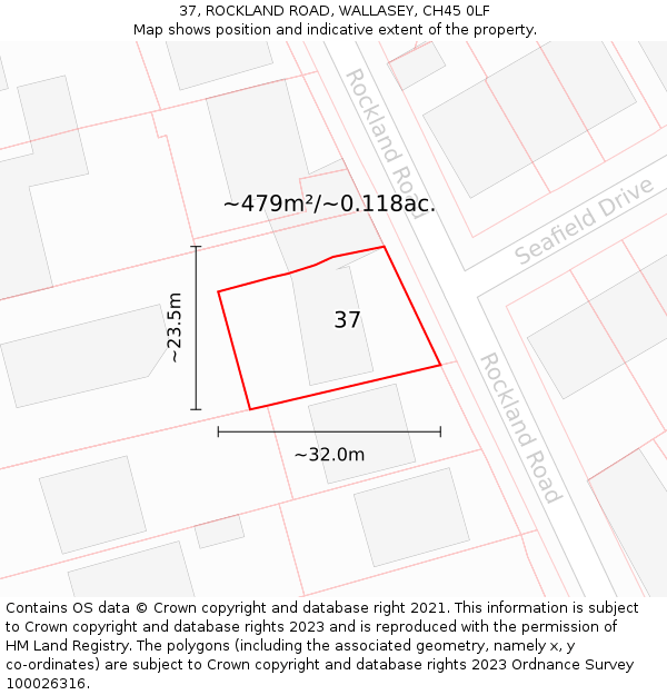 37, ROCKLAND ROAD, WALLASEY, CH45 0LF: Plot and title map