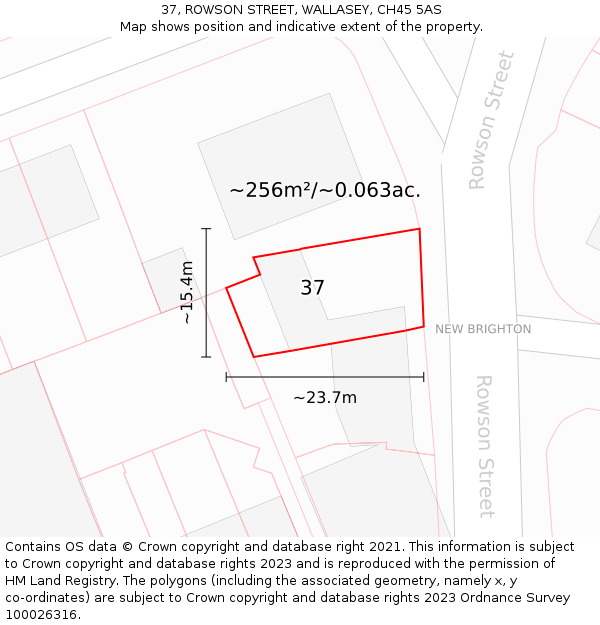 37, ROWSON STREET, WALLASEY, CH45 5AS: Plot and title map