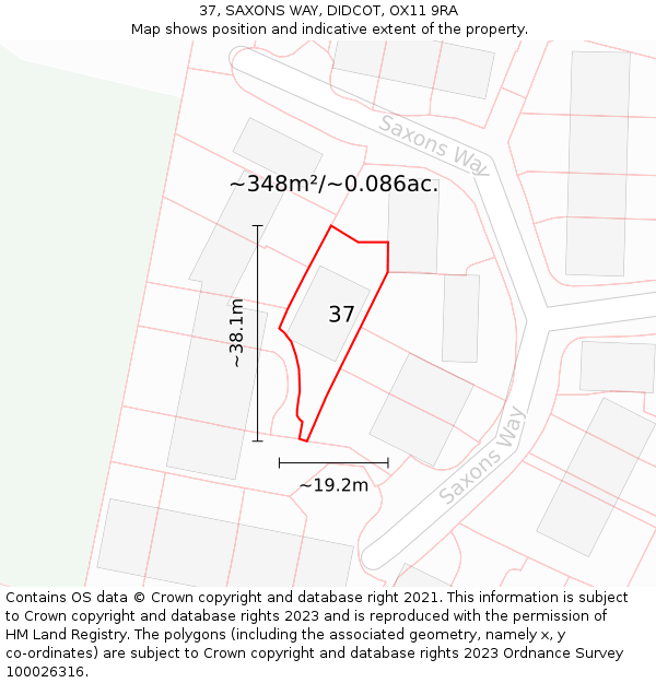 37, SAXONS WAY, DIDCOT, OX11 9RA: Plot and title map