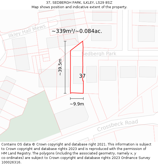 37, SEDBERGH PARK, ILKLEY, LS29 8SZ: Plot and title map