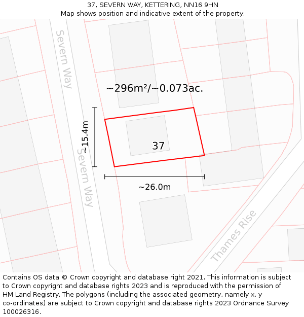 37, SEVERN WAY, KETTERING, NN16 9HN: Plot and title map