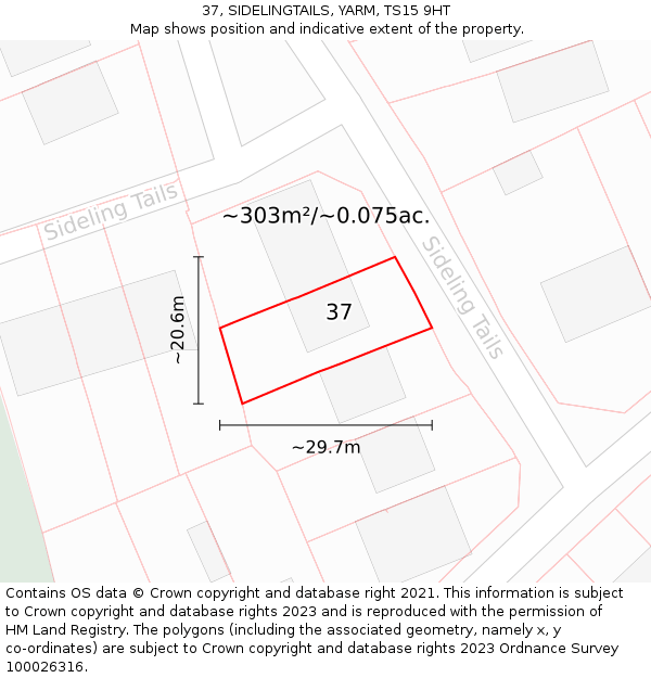 37, SIDELINGTAILS, YARM, TS15 9HT: Plot and title map