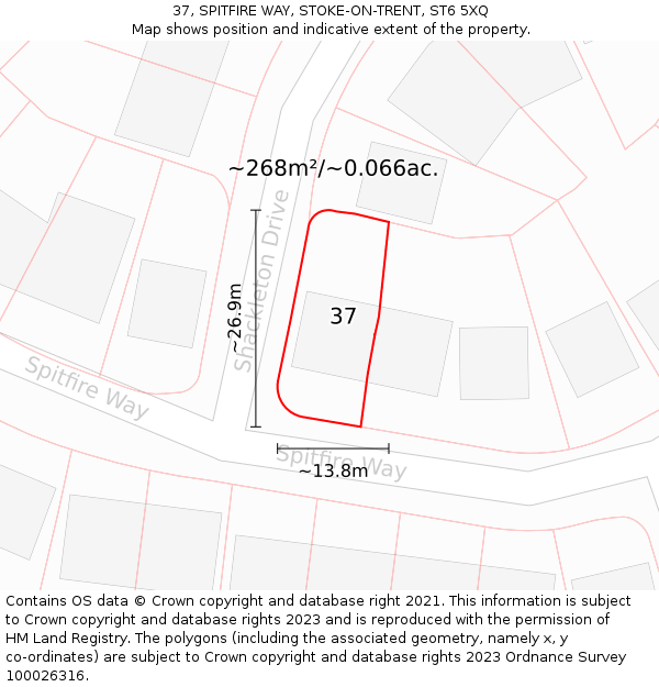 37, SPITFIRE WAY, STOKE-ON-TRENT, ST6 5XQ: Plot and title map