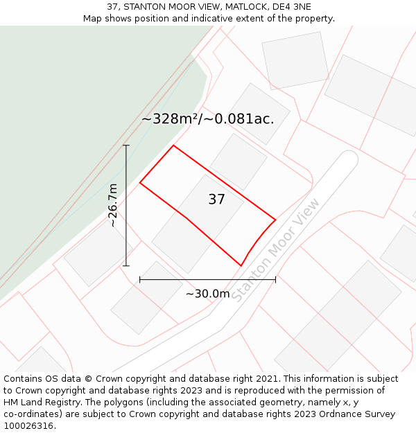 37, STANTON MOOR VIEW, MATLOCK, DE4 3NE: Plot and title map