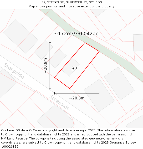 37, STEEPSIDE, SHREWSBURY, SY3 6DS: Plot and title map