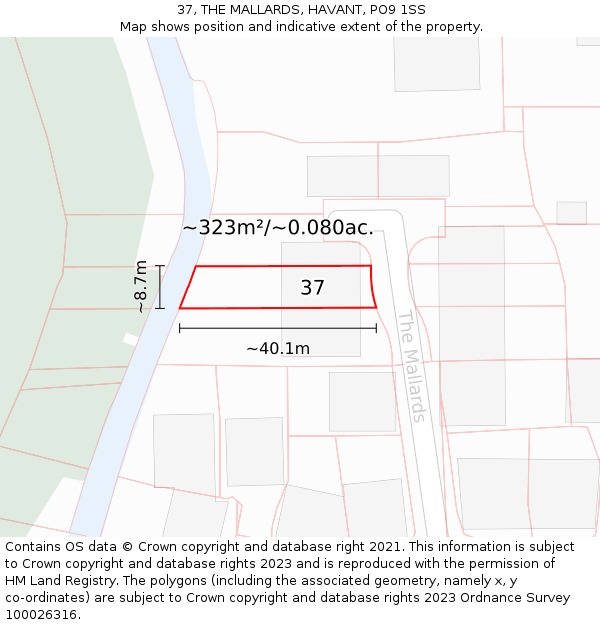 37, THE MALLARDS, HAVANT, PO9 1SS: Plot and title map