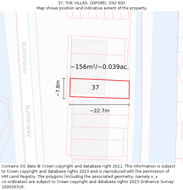 37, THE VILLAS, OXFORD, OX2 6QY: Plot and title map