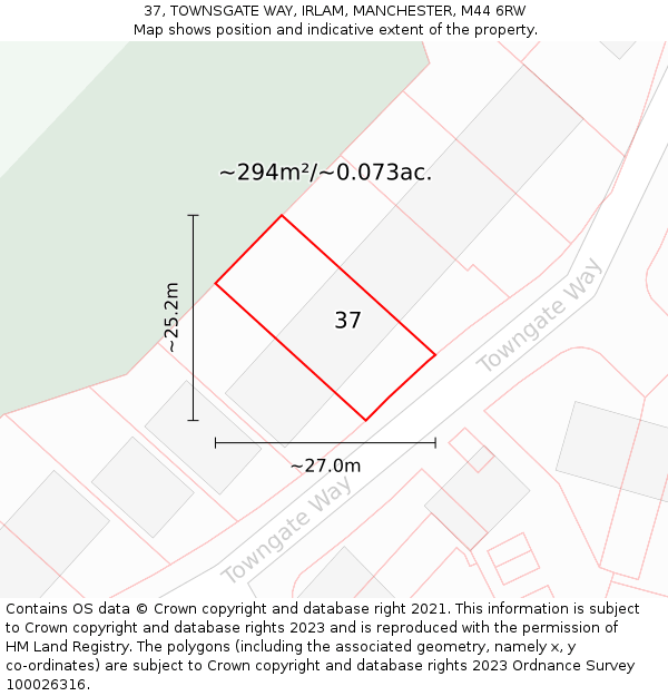 37, TOWNSGATE WAY, IRLAM, MANCHESTER, M44 6RW: Plot and title map