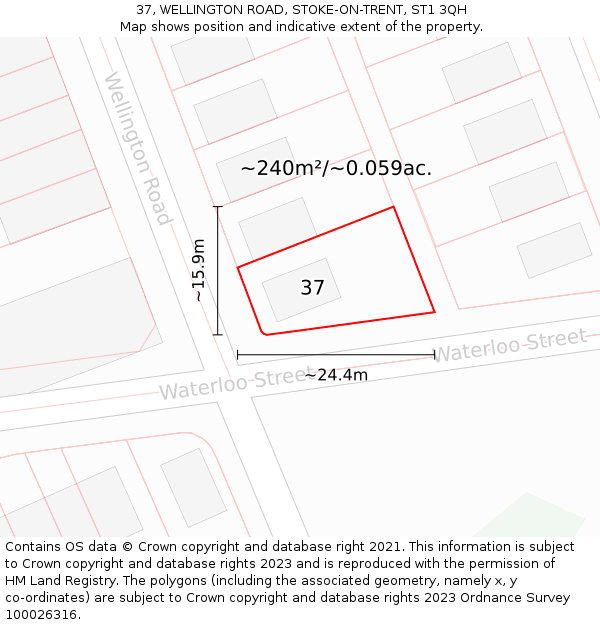 37, WELLINGTON ROAD, STOKE-ON-TRENT, ST1 3QH: Plot and title map