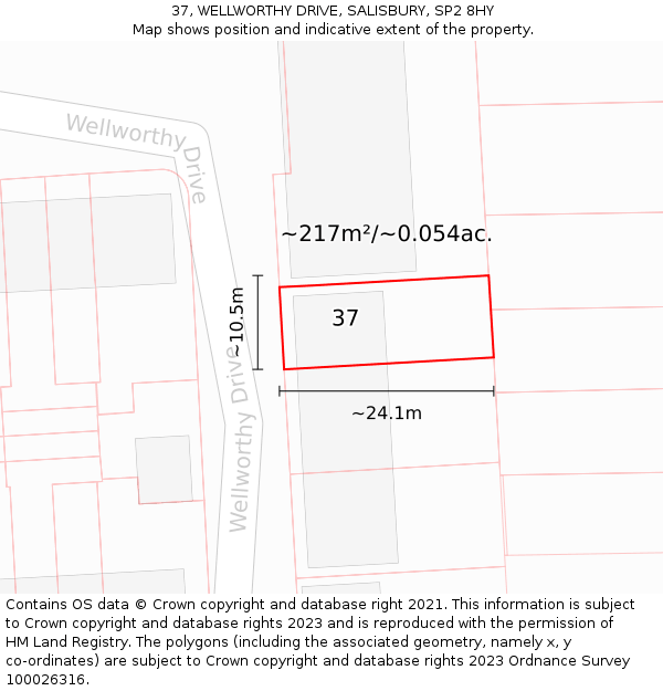 37, WELLWORTHY DRIVE, SALISBURY, SP2 8HY: Plot and title map