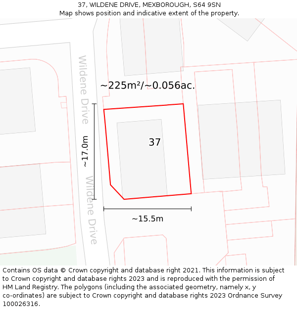 37, WILDENE DRIVE, MEXBOROUGH, S64 9SN: Plot and title map