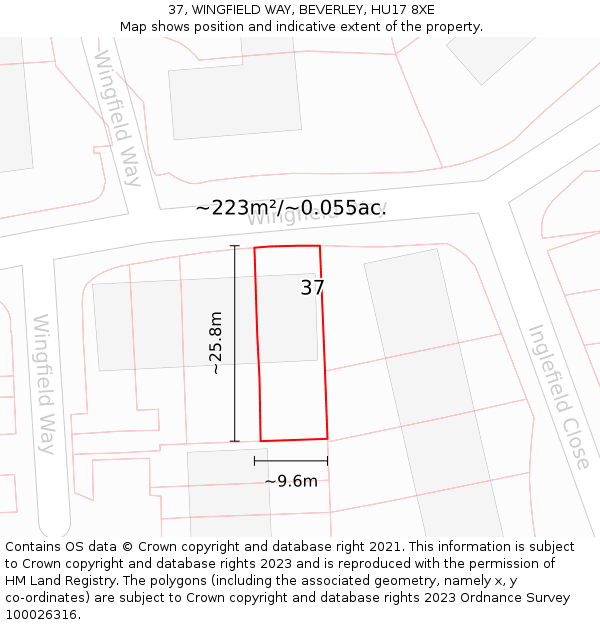 37, WINGFIELD WAY, BEVERLEY, HU17 8XE: Plot and title map