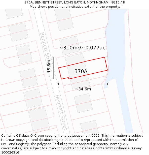 370A, BENNETT STREET, LONG EATON, NOTTINGHAM, NG10 4JF: Plot and title map