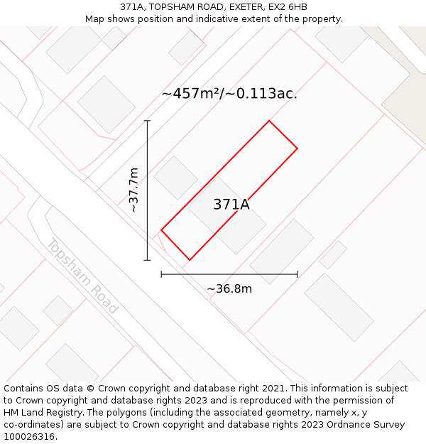 371A, TOPSHAM ROAD, EXETER, EX2 6HB: Plot and title map