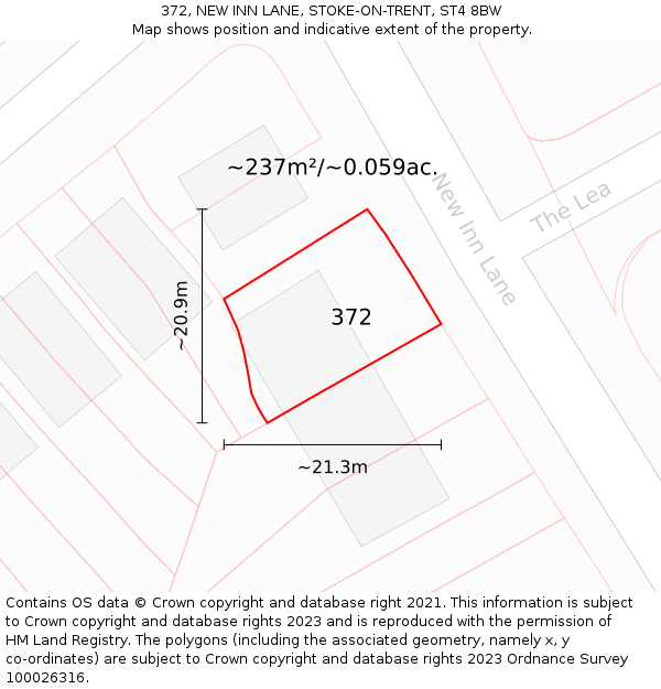 372, NEW INN LANE, STOKE-ON-TRENT, ST4 8BW: Plot and title map