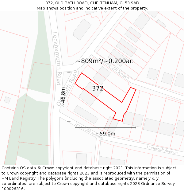 372, OLD BATH ROAD, CHELTENHAM, GL53 9AD: Plot and title map