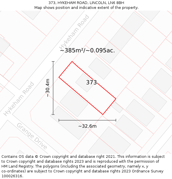 373, HYKEHAM ROAD, LINCOLN, LN6 8BH: Plot and title map