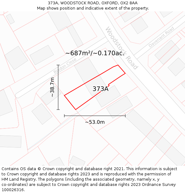 373A, WOODSTOCK ROAD, OXFORD, OX2 8AA: Plot and title map