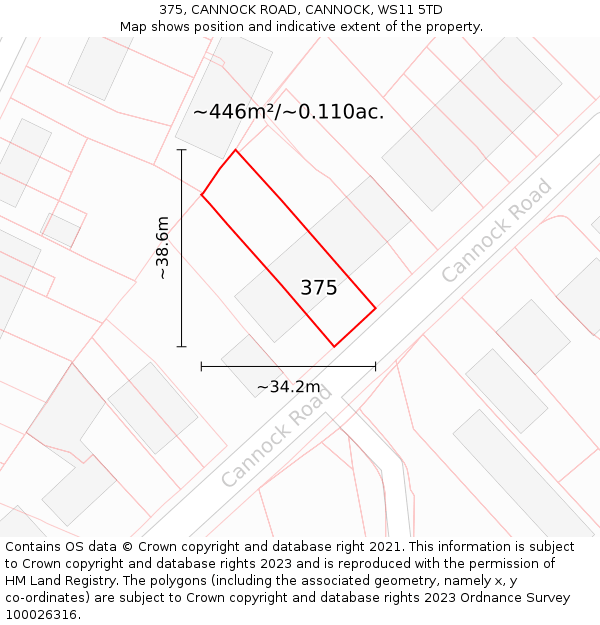 375, CANNOCK ROAD, CANNOCK, WS11 5TD: Plot and title map