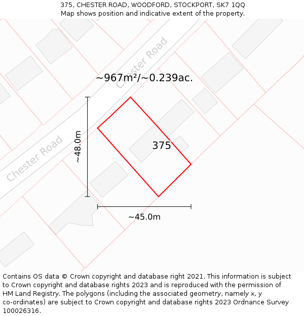 375, CHESTER ROAD, WOODFORD, STOCKPORT, SK7 1QQ: Plot and title map