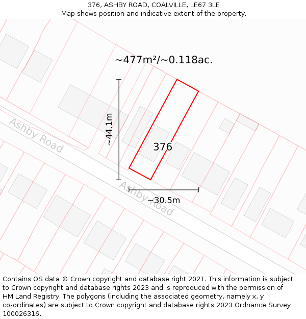 376, ASHBY ROAD, COALVILLE, LE67 3LE: Plot and title map