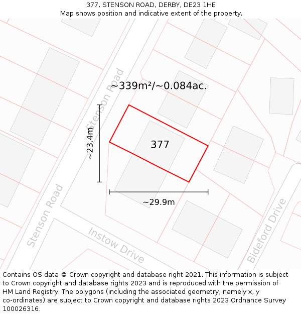 377, STENSON ROAD, DERBY, DE23 1HE: Plot and title map
