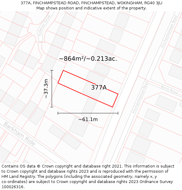 377A, FINCHAMPSTEAD ROAD, FINCHAMPSTEAD, WOKINGHAM, RG40 3JU: Plot and title map