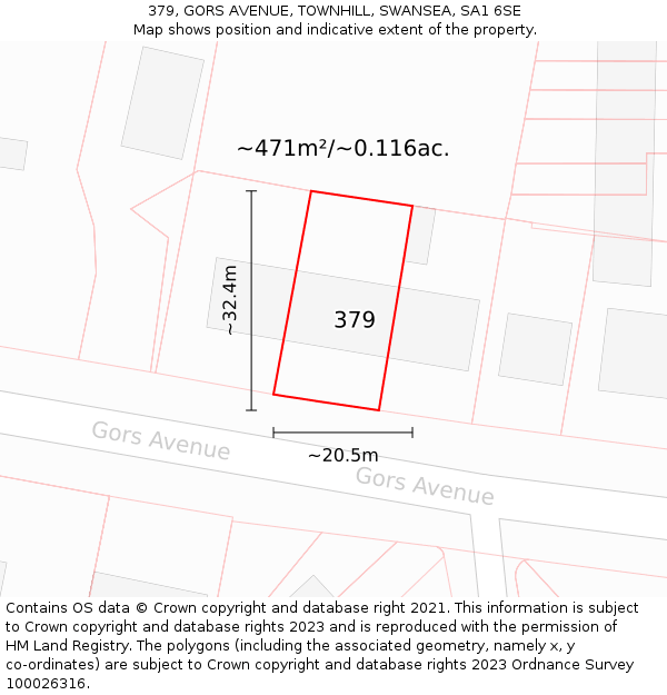 379, GORS AVENUE, TOWNHILL, SWANSEA, SA1 6SE: Plot and title map