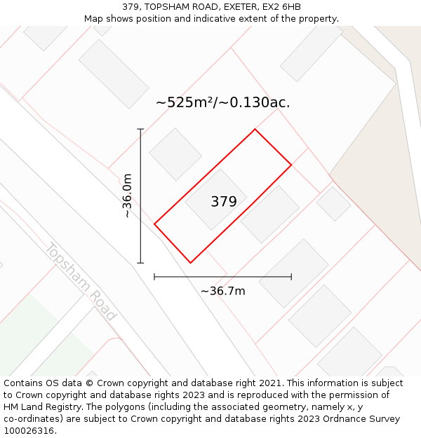 379, TOPSHAM ROAD, EXETER, EX2 6HB: Plot and title map