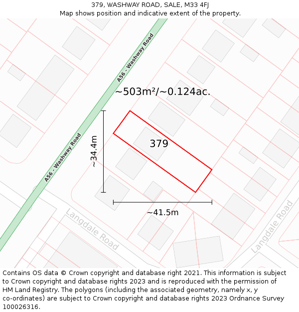 379, WASHWAY ROAD, SALE, M33 4FJ: Plot and title map