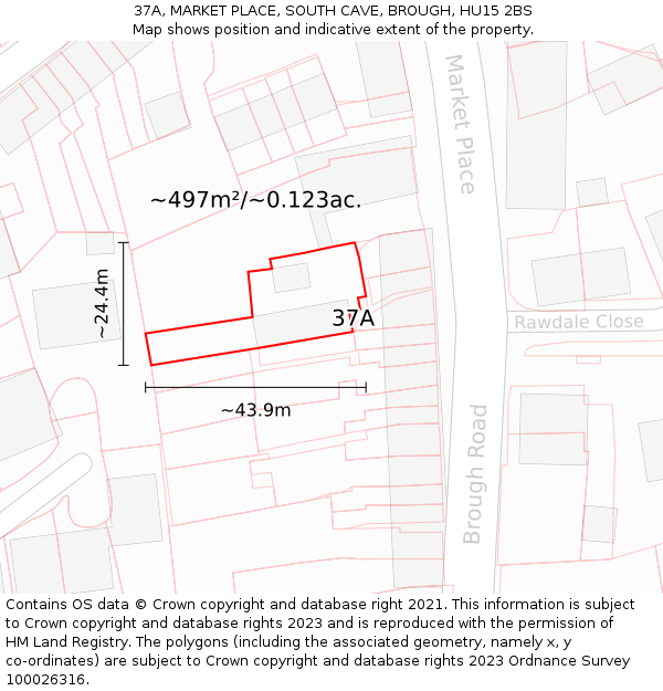 37A, MARKET PLACE, SOUTH CAVE, BROUGH, HU15 2BS: Plot and title map