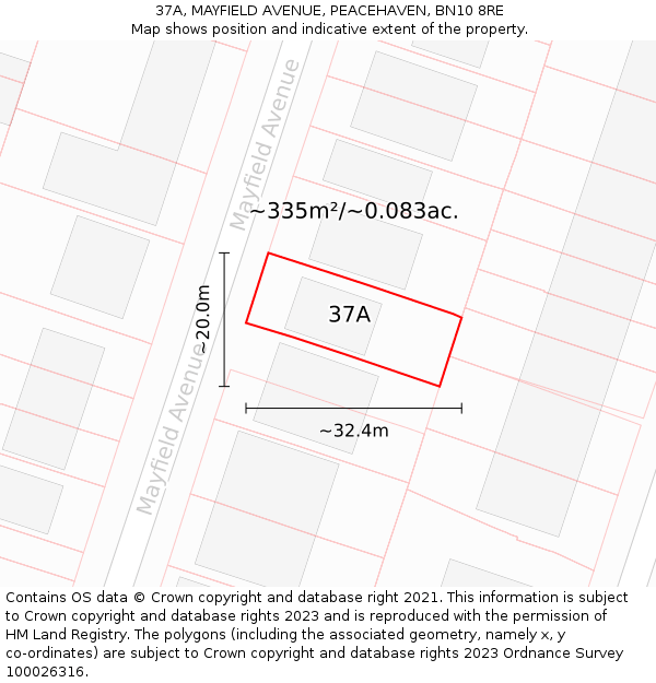 37A, MAYFIELD AVENUE, PEACEHAVEN, BN10 8RE: Plot and title map