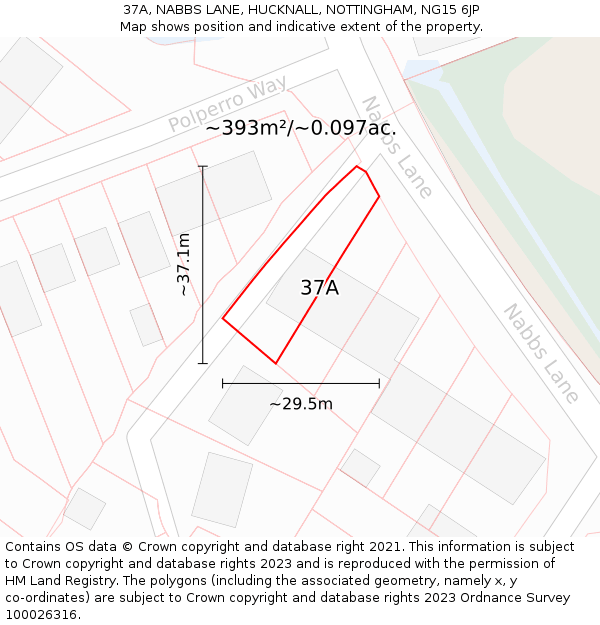 37A, NABBS LANE, HUCKNALL, NOTTINGHAM, NG15 6JP: Plot and title map