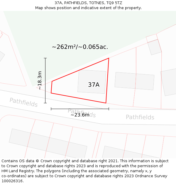 37A, PATHFIELDS, TOTNES, TQ9 5TZ: Plot and title map