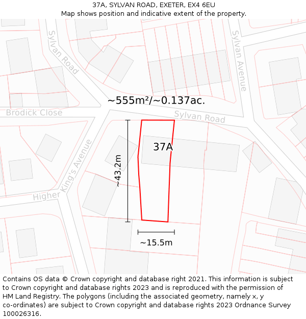 37A, SYLVAN ROAD, EXETER, EX4 6EU: Plot and title map