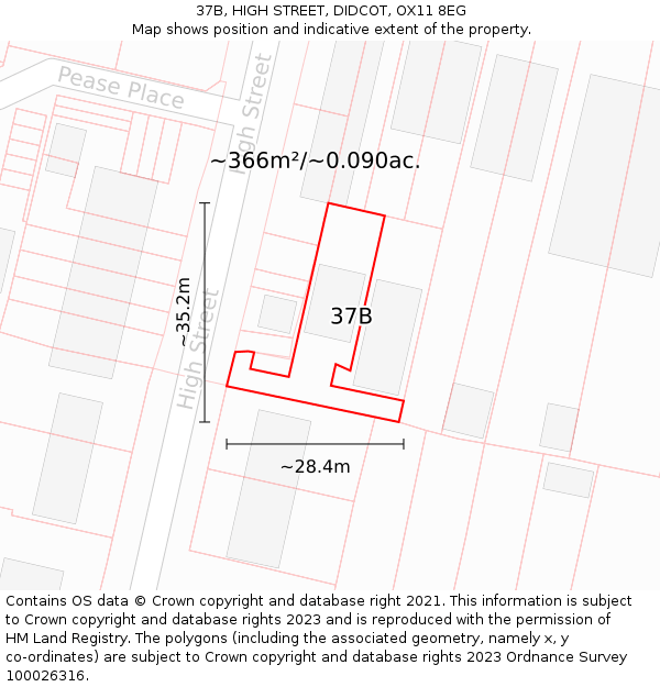 37B, HIGH STREET, DIDCOT, OX11 8EG: Plot and title map