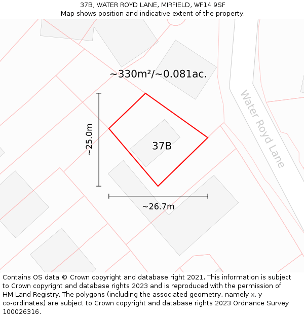 37B, WATER ROYD LANE, MIRFIELD, WF14 9SF: Plot and title map