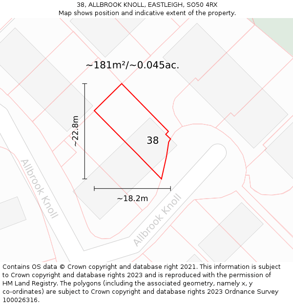 38, ALLBROOK KNOLL, EASTLEIGH, SO50 4RX: Plot and title map