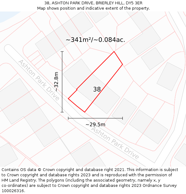 38, ASHTON PARK DRIVE, BRIERLEY HILL, DY5 3ER: Plot and title map