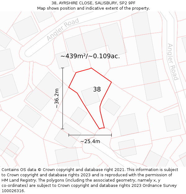 38, AYRSHIRE CLOSE, SALISBURY, SP2 9PF: Plot and title map