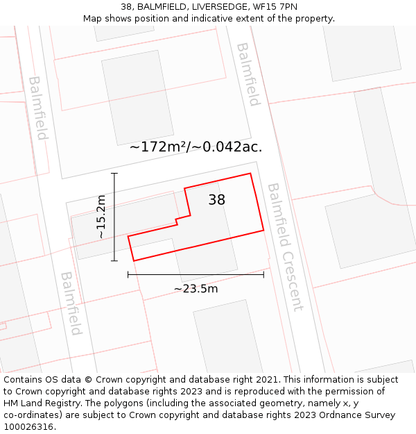 38, BALMFIELD, LIVERSEDGE, WF15 7PN: Plot and title map